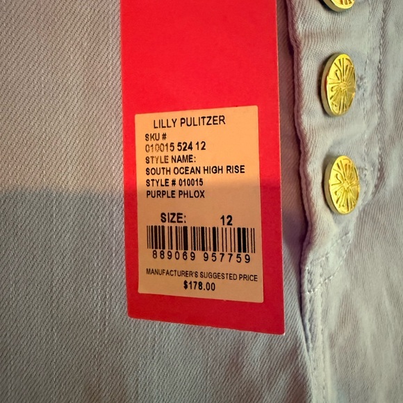Lilly Pulitzer South Ocean High Rise Jeans Size 12  Purple Phlox NWT - Picture 4 of 5